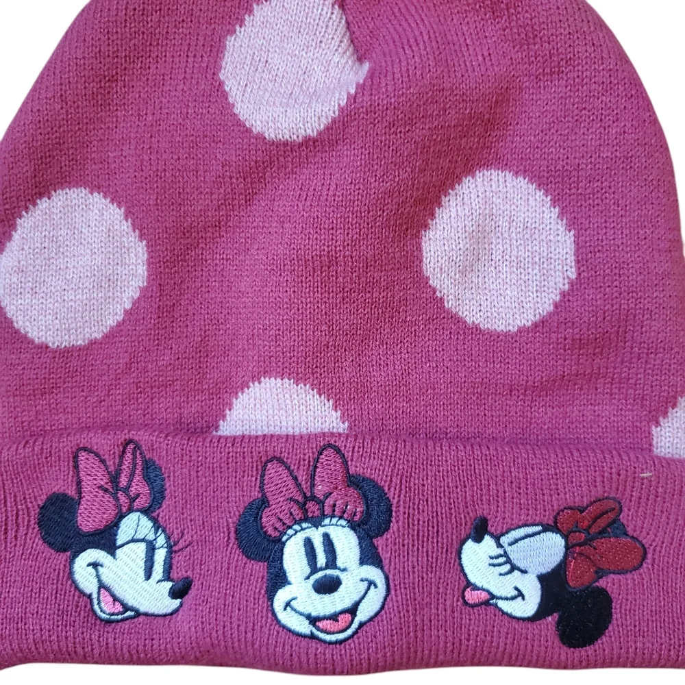Disney Minnie Mouse Girls Winter Pink Pom Pom 3 Minnie Mouse Beanie‎ Hat